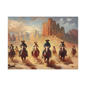 Western Cowboys Canvas Art, Rustic Wall Decor for Home, Gift for Cowpoke Lovers, Western Themed Art, Perfect for Ranch Style Decor