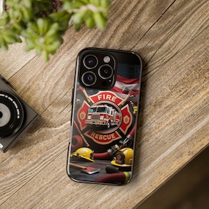 Firefighter Phone Case, Fire Rescue Tough Case, Hero Gift, Fireman Accessories, Emergency Service Appreciation
