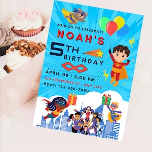 Editable Superhero Birthday Invitation | Comic Book Party Invite | Superhero Kids Birthday Card | Digital Download | Custom Text Template