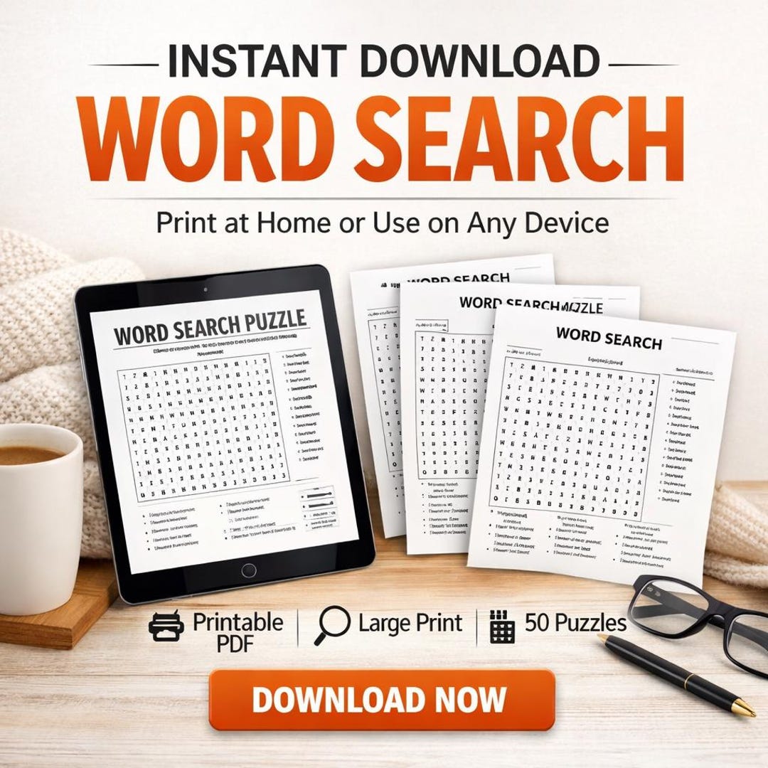 Word Search Puzzle Book for Adults & Seniors | 50 Large Print Word