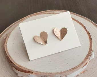 Fluttery Heart Earrings in Bronze