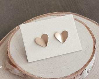 Bronze Heart Stud Earrings