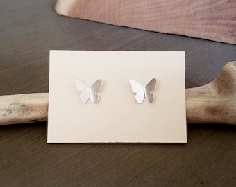 Flutterby Butterfly Stud Earrings in Silver