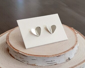 Be Mine Heart Stud Earrings in Silver