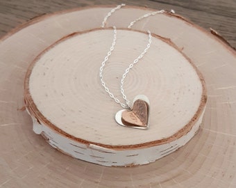 Fluttery Sweetheart Pendant in Bronze and Silver