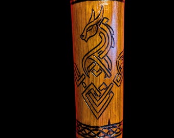 Celtic Dragon Birch Staff – 146cm Hand Carved Walking Stick with Cascading Celtic Knotwork