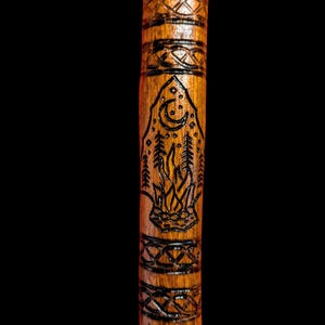 Arrowhead With Campfire & Celtic Knots -hand Carved Linden Hiking Stick ...