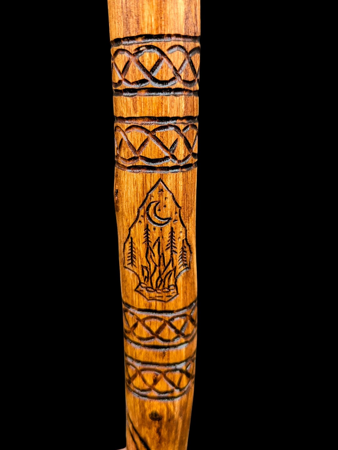 Arrowhead & Campfire Ritual Staff / Walking Stick –hand-carved Birch ...