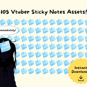 105 grappige Vtuber Sticky Note-stream-overlays (digitaal bestand)