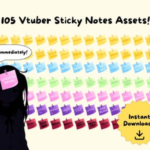 Stream-overlay voor Vtuber Sticky Note, 630 png-items (digitale download)