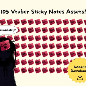 105 Vtuber Sticky Note Stream Overlay, PNG Datei (Digitale Datei)