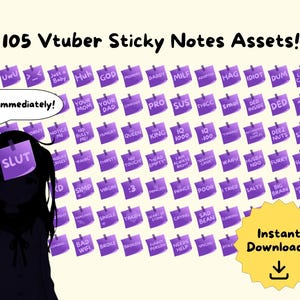 Stream-overlay voor Vtuber Sticky Note, 105 grappige png-items (digitaal bestand)