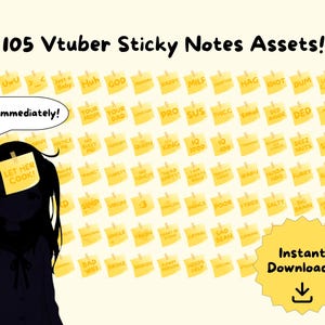105 grappige Vtuber Sticky Note-stream-overlays (digitale png-download)