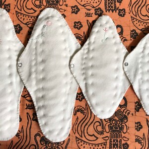 Extra padding in the wings, extra wide, heavy duty,100% Organic Cotton Cloth Menstrual Pad, night time reusable pad, washable postpartum pad