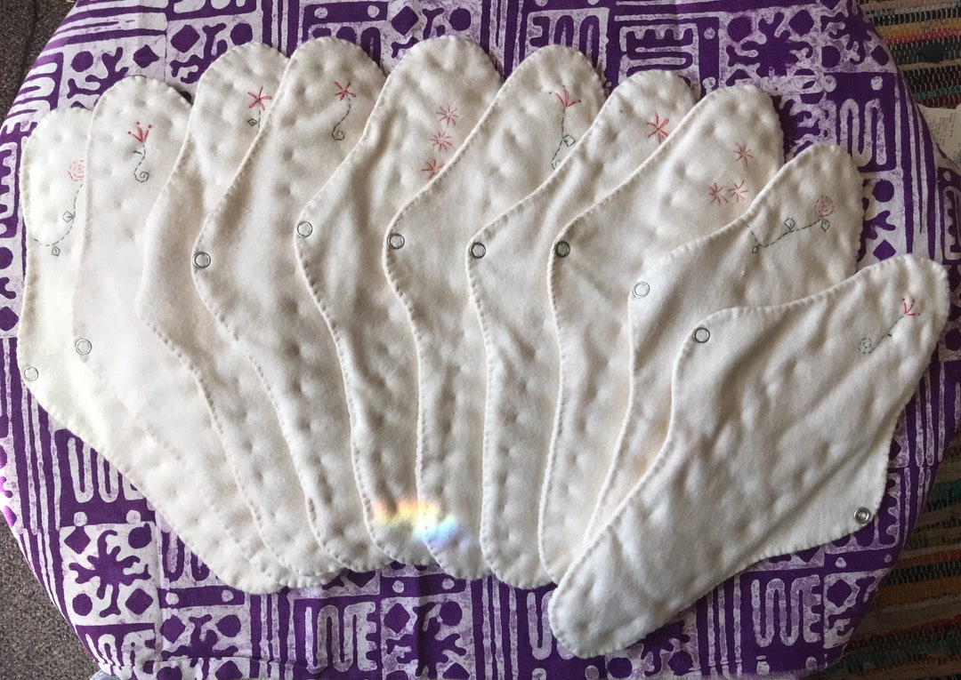 Postpartum Pads, Nighttime Cloth Pads, 10count, 100 Organic Cotton