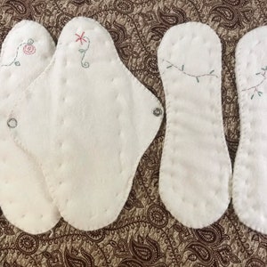 Cloth Pads, Organic Menstrual Pads, heavy flow with wings and panty liners, reusable, sustainable