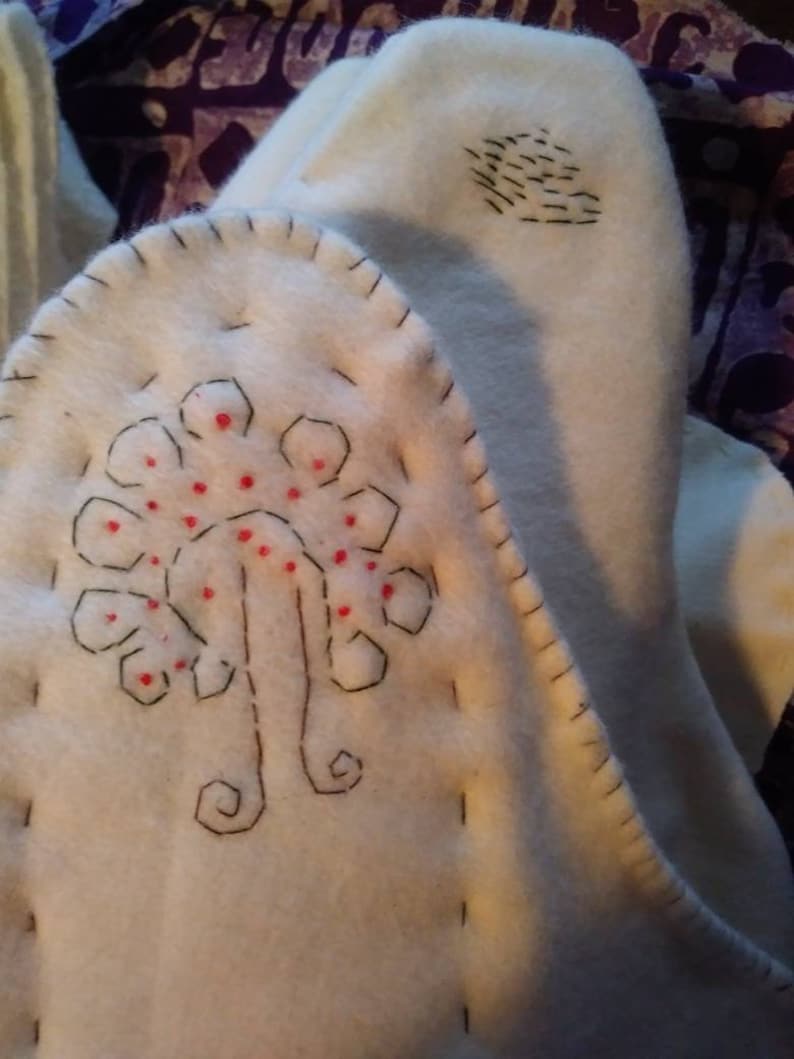 Custom Made Patterns and or detailed Embroidery to End Period Poverty 100/% Organic Cotton Cloth Menstrual Pads