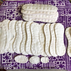 Panty Liner, Menstrual Pads, Inkontinenz, rosa, lila, naturweiß, Bio-Baumwollstoffpads
