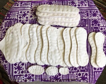 Pensos diários, absorventes menstruais, incontinência, rosa, roxo, branco natural, absorventes de algodão orgânico