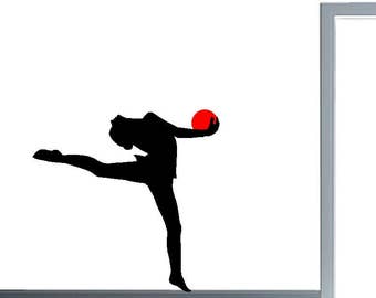 Dancing Girl With a Ball Gymnastics Vinyl Wall Decal Sports Stickers design