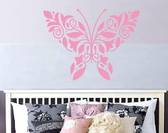 Flower Butterfly Vinyl Wall Decal Bedroom Decoration Sticker