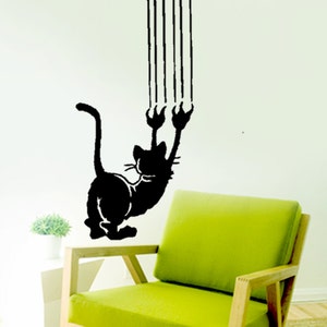 Crazy Scratching Cat Vinyl Wall Decals Home Decor image 1