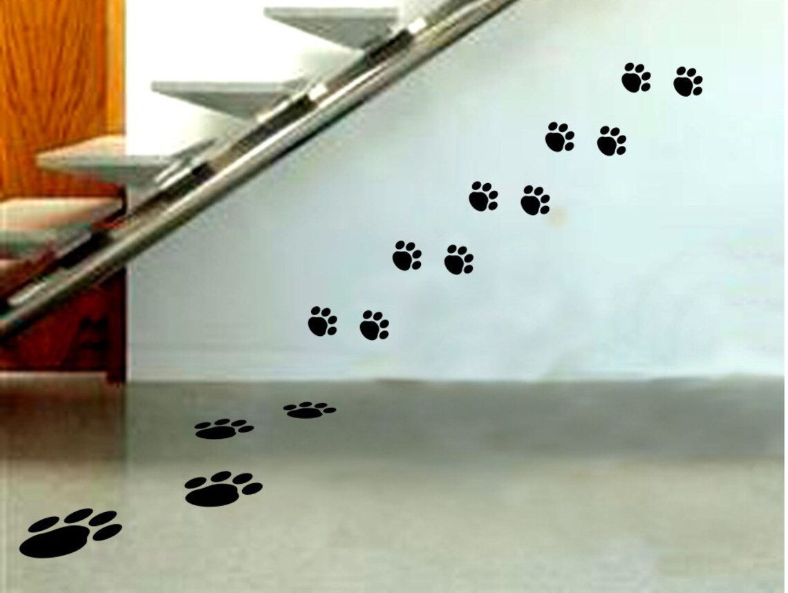 Set of 16 Animal Paw Footprints Wall Floor Vinyl Decal Dog Cat Bird