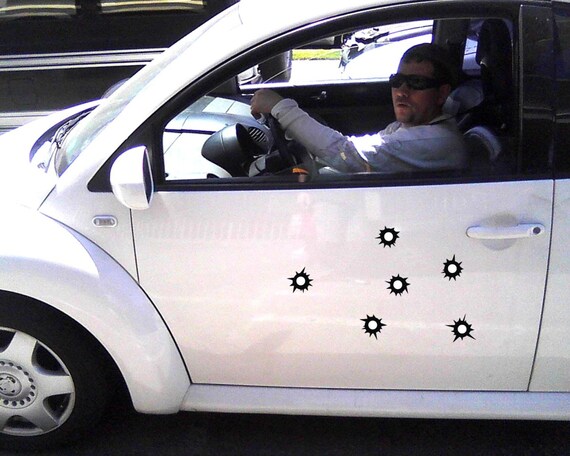 Vinyl Decals Gun Bullet Holes Sticker Car Wall Design Window Art Laptop Decor