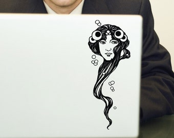 Art Nouveau Vinyl Laptop Decal Woman Portrait Decorative Computer Sticker Alphonse Mucha Artist Painting