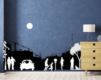 Urban City Landscape sticker Vinyl Wall Design