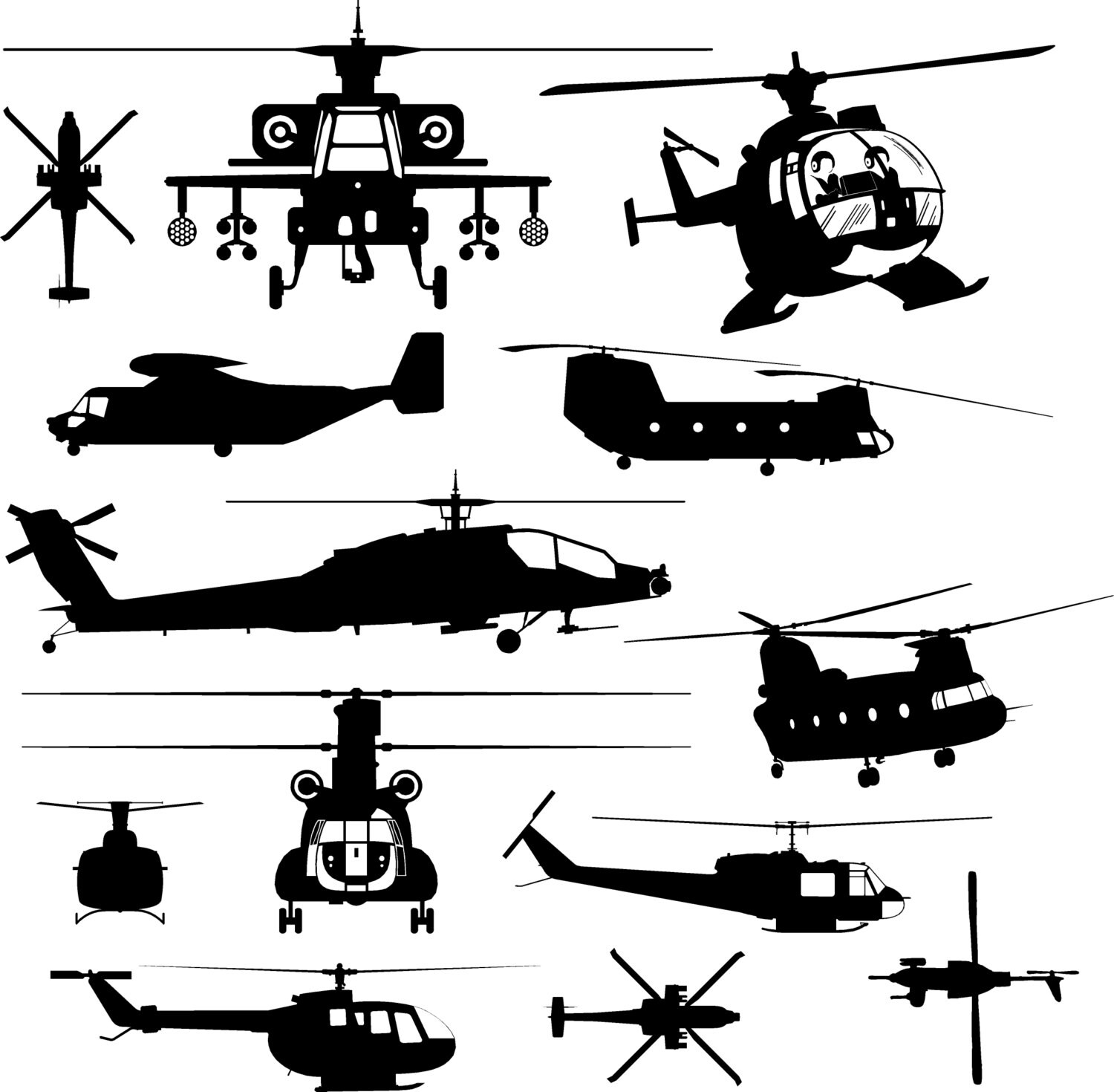 Collection of Helicopters Vinyl Wall Decal American Aviation USA Rotor