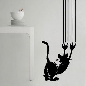 Crazy Scratching Cat Vinyl Wall Decals Home Decor image 2