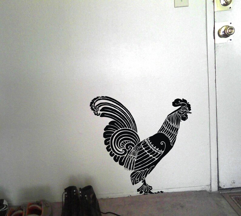 Art Nouveau Rooster Vinyl Decal Cock Home Wall Decor Sticker Etsy