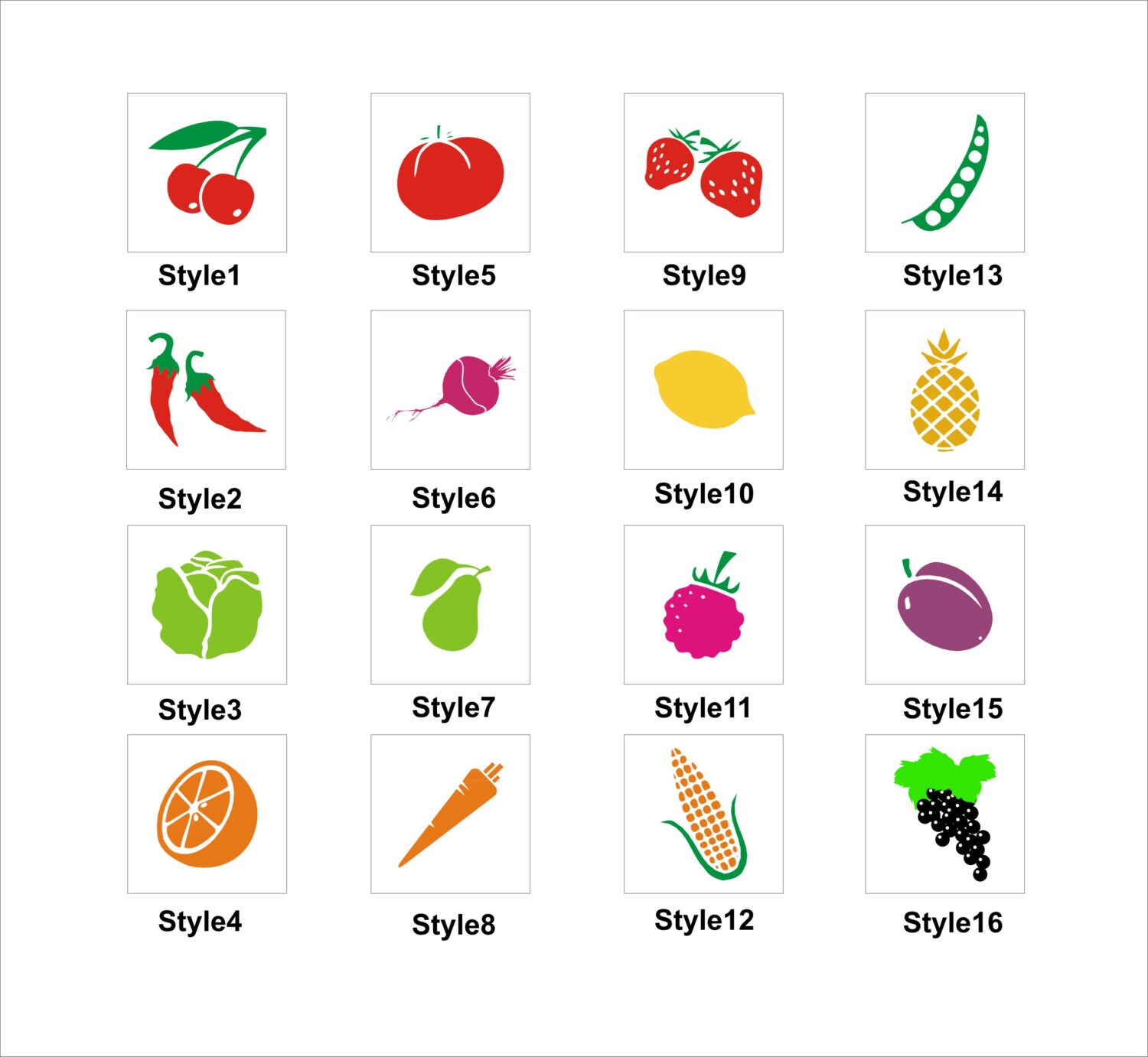 Kitchen Fruits and Vegetables Food Vinyl Wall Decals Chili Etsy