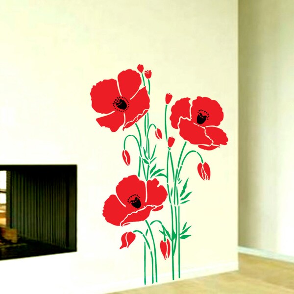 Poppy Flower Wall Decal Etsy
