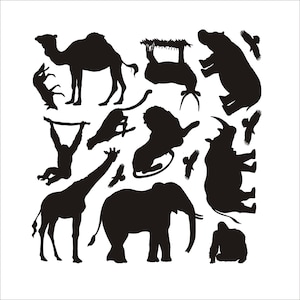 Set of Wild African Savanna Mammals Vinyl Decals Silhouettes Wall Stickers Decor Animals