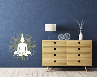 Gautama Buddha enlightened teacher Wall Vinyl Sticker Sacred Spiritual Decal 2 Colors