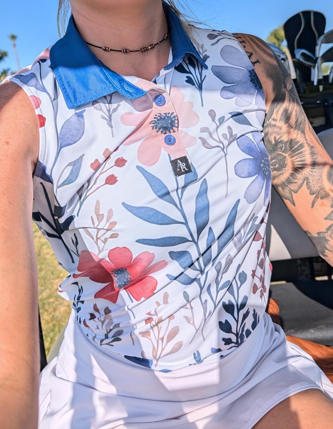 Cute Floral Flower Print Women's Golf Shirts