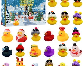 Christmas Rubber Duck Advent Calendar Set, 24 Assorted Holiday Rubber Ducks