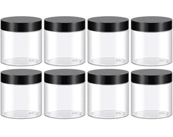 Child Resistant Clear Plastic Jars | 4oz Airtight Containers (8 Pack)