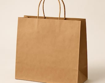 Kraft Paper Gift Bags with Twisted Rope Handles - Pack of 100