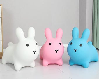 Inflatable Bouncy Rabbit Hopper Easter Bunny, Bouncing Hopper for Toddlers or Kids, Ride on Rubber Jumping Toys for Boy or Girl