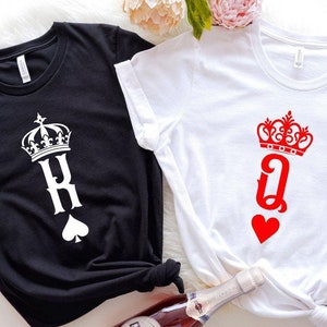 King and Queen Shirt, Valentines Day T-shirts, Couple Shirts, King of Spades and Queen of Hearts Shirt, Wifey and Hubs Tee, His and Hers Tee
