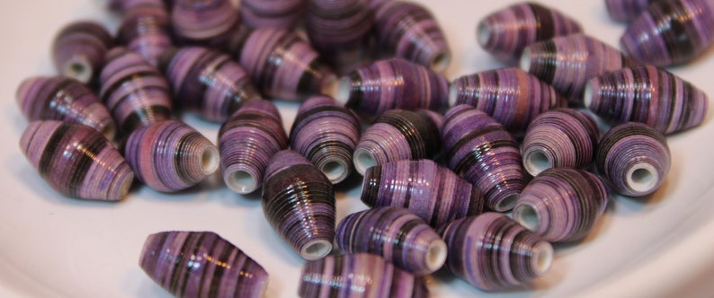 Plum Round Limited Handmade Rolled Paper Beads by Leah of LandL