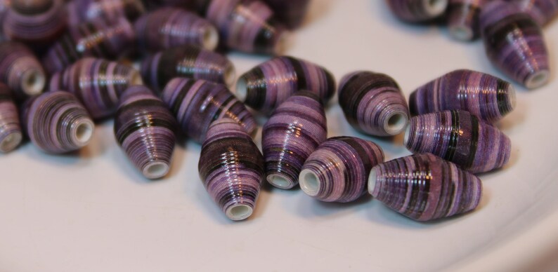 Plum Round Limited Handmade Rolled Paper Beads by Leah of LandL