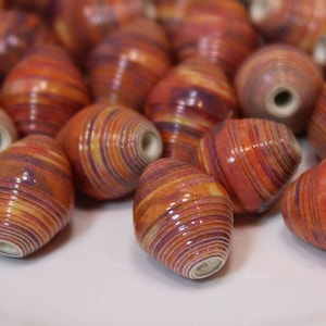 Campfire Hand Rolled Paper Beads by Leah of LandL