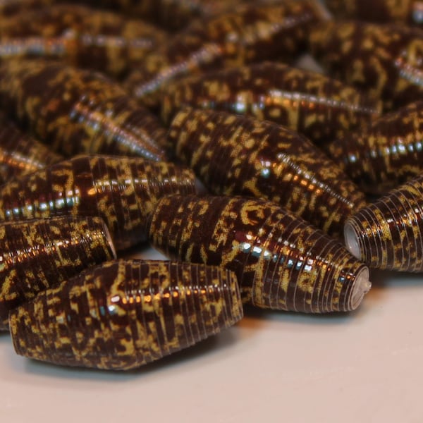 Brown Speckled Hand Rolled Paper Beads by Leah of LandL