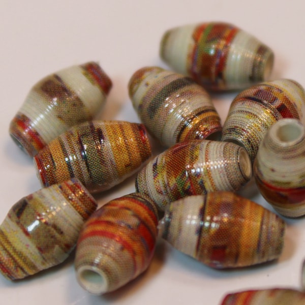 Mossy Stone Hand Rolled Paper Beads by Leah of LandL