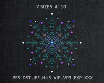 Snowflake Machine Embroidery Designs, Winter Ornament PES JEF DST Files