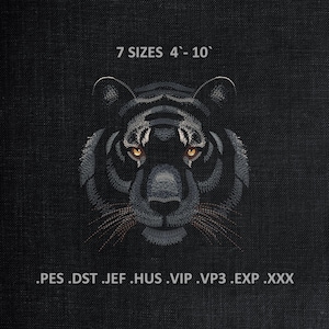 Tiger Face Machine Embroidery Design: Wild Cat PES DST Files